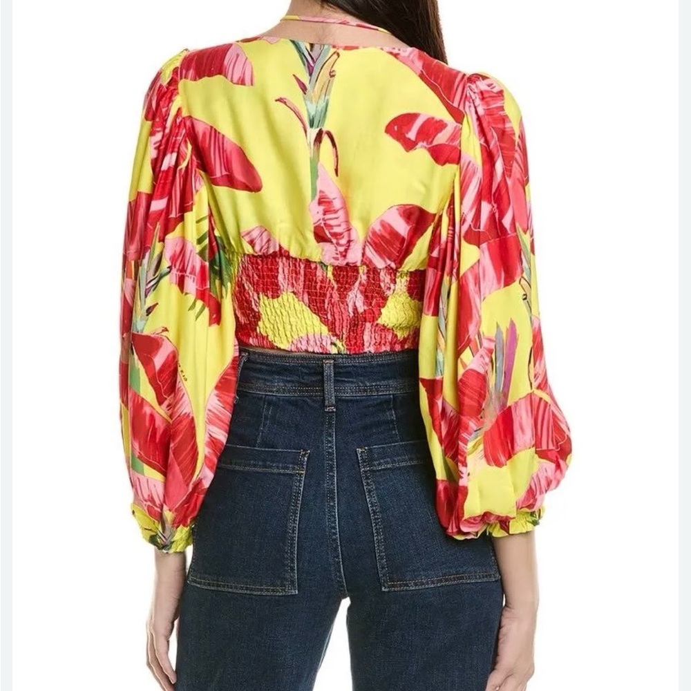 NWT Farm Rio Women’s Sweet Jungle Crop Top Shirt Size L - Picture 2 of 4